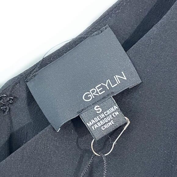 Greylin Women’s Size Small Black Sequin Side Detail Lightweight 100% Silk Dress - Picture 3 of 10